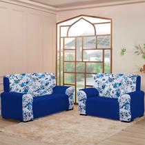 Kit Capas para Sofá 2 e 3 Lugares Coladinha Floral Mista Proteção e Estilo na Sua Sala