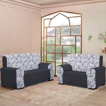 Kit Capas para Sofá 2 e 3 Lugares Coladinha Floral Mista Proteção e Estilo na Sua Sala