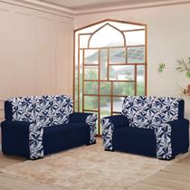 Kit Capas para Sofá 2 e 3 Lugares Coladinha Floral Mista Proteção e Estilo na Sua Sala