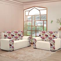 Kit Capas para Sofá 2 e 3 Lugares Coladinha Floral Mista Proteção e Estilo na Sua Sala