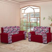 Kit Capas para Sofá 2 e 3 Lugares Coladinha Floral Mista Proteção e Estilo na Sua Sala