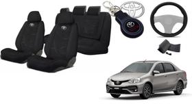 Kit Capas Personalizado Estofado Tecido Etios 16-22 + Volante + Chaveiro