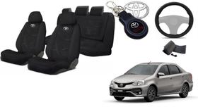 Kit Capas Personalizado Tecido Assentos Etios 16-22 + Volante + Chaveiro