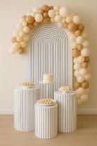 Kit Capas Ripadas Brancas p/Cilindros e Backdrop Modelo Ripado Moderno p/Festas, Eventos e Ensaios