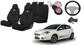 Kit Capas Tecido Bancos Fiat Bravo 2008-2013 + Capa de Volante + Chaveiro - Estilo Exclusivo