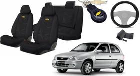 Kit Capas Tecido Elegantes para Bancos Corsa 1995+2010 + Volante + Chaveiro GM