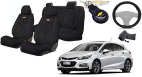 Kit Capas Tecido Elegantes para Bancos Cruze 2017+2023 + Volante + Chaveiro GM