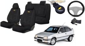 Kit Capas Tecido Modernas para Bancos Kadett 1989+1999 + Volante + Chaveiro GM