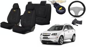 Kit Capas Tecido para Bancos Captiva 2008-2012 + Volante + Chaveiro GM