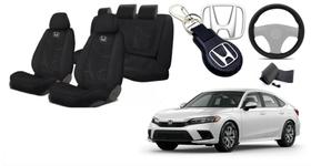 Kit Capas Tecido Personalizadas Civic 20-24 + Volante + Chaveiro - Iron Tech
