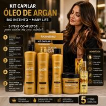 Kit Capilar Bio Instinto Óleo de Argan Completo + Óleo Argan Mary Life Shampoo, Condicionador, Lea