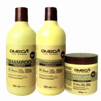 Kit Capilar Colágeno Shampoo, Condicionador E Máscara 500g OmegaHair - OMEGA HAIR