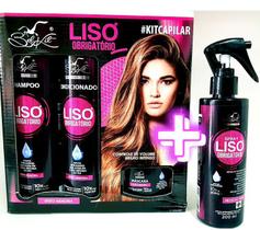 Kit Capilar com Shampoo + Condicionador + Mascara + Creme para Pentear Reconstrutor Liso Obrigatório+ Spray Uso Obrigató