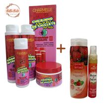 Kit capilar e corporal morango com kit capilar sabonete intimo e perfume de calcinha