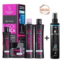 Kit capilar liso com força e spray térmico liso eterno para um liso de milhôes