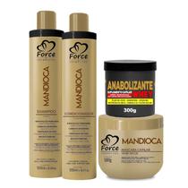 Kit Capilar Mandioca Profissional Máscara Capilar Fortalecedora Reconstrução e Brilho