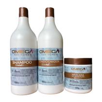 Kit Capilar Mandioca Shampoo Condicionador 1L E Máscara OmegaHair