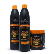 Kit Capilar Óleo de Argan Para Cabelos Danificados e Ressecados 3x500 Maycrene