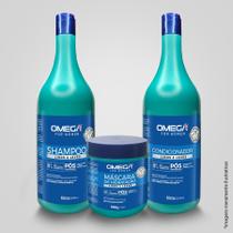 Kit capilar OMEGA LISOS E LEVES shampoo e condicionador 1litro e mascara 500g