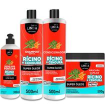 Kit Capilar Rícino + Cenoura Shampoo e Condicionador + Mascara Hidratante + Creme de Pentear