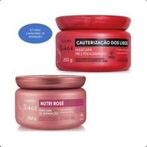 Kit capilar siage: 1 nutri rose e 1 cauterização dos lisos