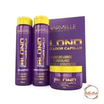Kit capilar total blond - loiro iluminado , maciez e sedosidade - 3 itens charmelle