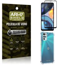 Kit Capinha Anti Impacto Moto G22 + Película Vidro 3D Armyshield