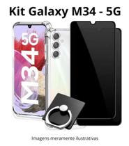 Kit Capinha Anti Impacto + Película Privativa 3D + Suporte de Anel Para Celular Samsung Galaxy M34 Kit Capinha Anti Impacto + Película Privativa 3D + Suporte de Anel Para Celular Samsung Galaxy M34
