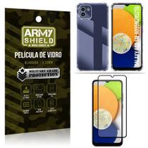 Kit Capinha Anti Impacto Samsung A03 + Película Vidro 3D Armyshield