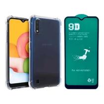 Kit Capinha Anti Impacto Samsung Galaxy A01 + Película Cerâmica Flexível 9D