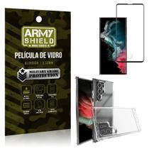 Kit Capinha Anti Impacto Samsung S22 Ultra + Película Vidro 3D Armyshield