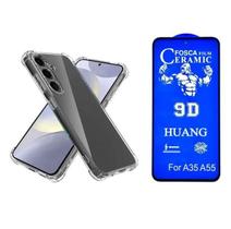 Kit Capinha Anti Impacto Transparente + Película Fosca Para Samsung Galaxy A35 5G