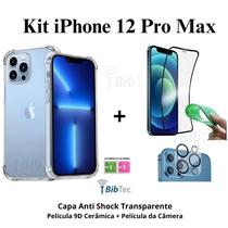 Kit Capinha Anti Shock + Película de Cerâmica + Película de Câmera para Iphone 12 Pro Max