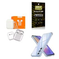 Kit Capinha Anti Shock Samsung A24 + Fone de Ouvido Bluetooth Sem Fio + Película de Vidro 3D