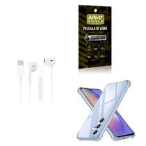 Kit Capinha Anti Shock Samsung A24 + Fone de Ouvido Tipo C Estéreo + Película de Vidro 3D