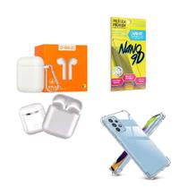 Kit Capinha Anti Shock Samsung A54 + Fone de Ouvido Bluetooth Sem Fio + Película de Cerâmica 9D