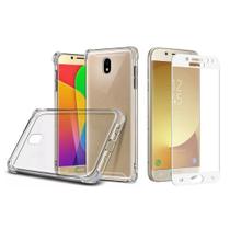Kit Capinha Antichoque + Vidro 3D Branco Para Samsung J5 Pro