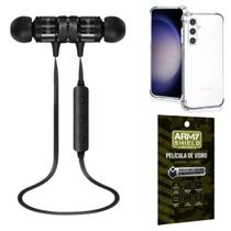 Kit Capinha AntiShock Galaxy A54 + Fone Bluetooth Bass HS-514 + Pelicula de Vidro 3D - ArmyShield