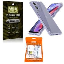 Kit Capinha AntiShock P/ Moto G55 + Carregador Turbo + Pelicula 3D - ArmyShield