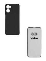Kit Capinha Aveludada Silicone Preto + Película 3D Vidro Para Moto G06 Kit Capinha Aveludada Silicone Preto + Película 3D Vidro Para Moto G06
