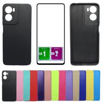 Kit Capinha Capa Aveludada Para Moto G05 + Pelicula Vidro 3d