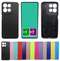 Kit Capinha Capa Aveludada Para Moto G15 + Pelicula Ceramica