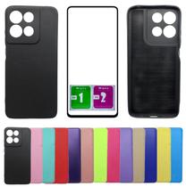 Kit Capinha Capa Aveludada Para Moto G75 + Pelicula Vidro 3d