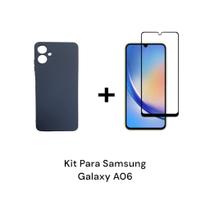 Kit Capinha Case Aveludada Azul Escuro + Película 3D De Vidro Para Samsung Galaxy A06