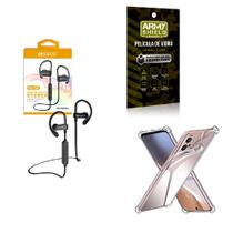 Kit Capinha Moto E23 + Fone De Ouvido Esportivo HS188 + Película de Vidro 3D