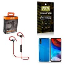 Kit Capinha Moto E7 Power Fone Bluetooth E Película Vidro 3D