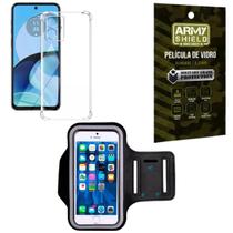 Kit Capinha Moto G04s + Braçadeira + Pelicula de Vidro 3D - Armyshield