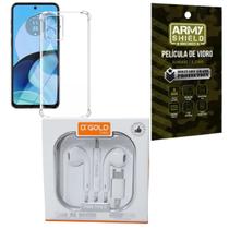 Kit Capinha Moto G04S + Fone De Ouvido + Pelicula De Vidro