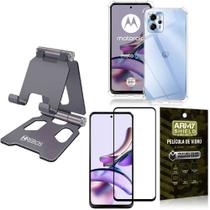 Kit Capinha Moto G13 + Suporte de Mesa + Película 3D