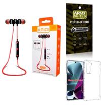 Kit Capinha Moto G200 + Fone Bluetooth + Película Vidro 3D